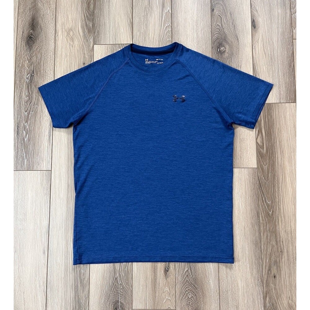 Under Armour HeatGear Blue Loose Fit Athletic Short Sleeve Tee Mens Sz Small